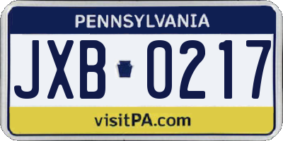 PA license plate JXB0217