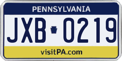PA license plate JXB0219