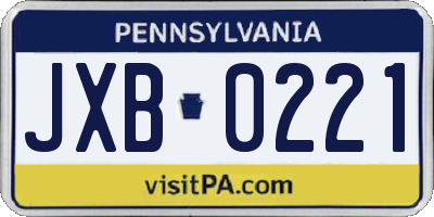 PA license plate JXB0221