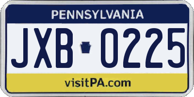 PA license plate JXB0225