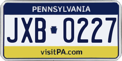 PA license plate JXB0227