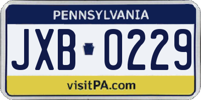 PA license plate JXB0229
