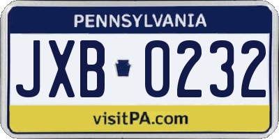 PA license plate JXB0232