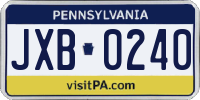 PA license plate JXB0240