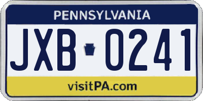 PA license plate JXB0241