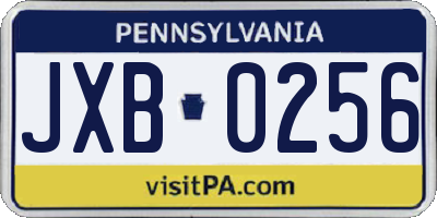 PA license plate JXB0256