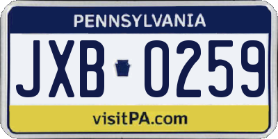PA license plate JXB0259