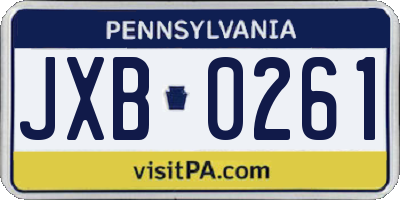 PA license plate JXB0261