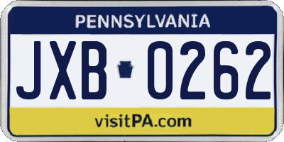 PA license plate JXB0262