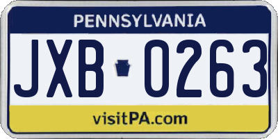 PA license plate JXB0263