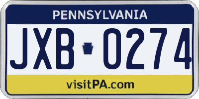 PA license plate JXB0274