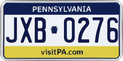 PA license plate JXB0276