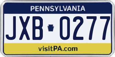 PA license plate JXB0277