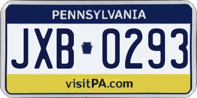 PA license plate JXB0293