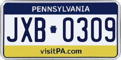PA license plate JXB0309