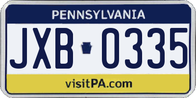 PA license plate JXB0335