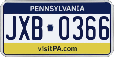 PA license plate JXB0366