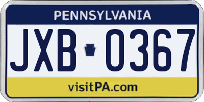 PA license plate JXB0367