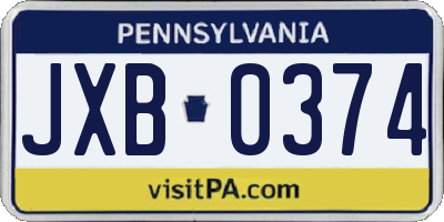 PA license plate JXB0374