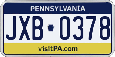 PA license plate JXB0378