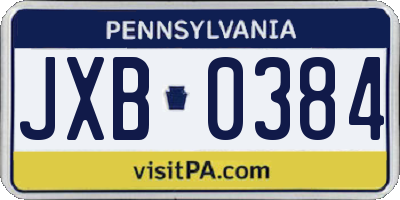 PA license plate JXB0384