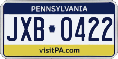 PA license plate JXB0422
