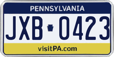 PA license plate JXB0423