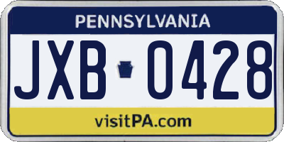 PA license plate JXB0428