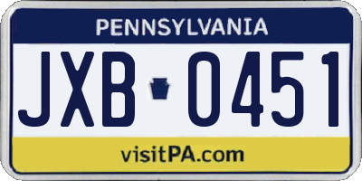 PA license plate JXB0451