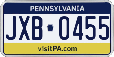 PA license plate JXB0455