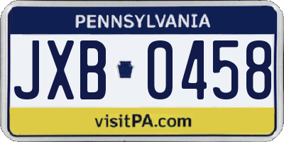 PA license plate JXB0458
