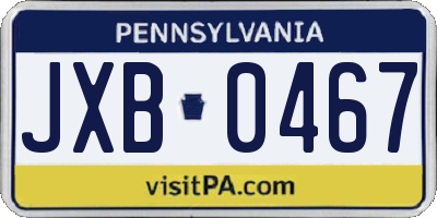 PA license plate JXB0467