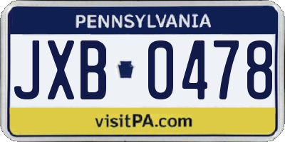 PA license plate JXB0478