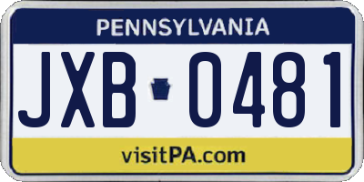 PA license plate JXB0481