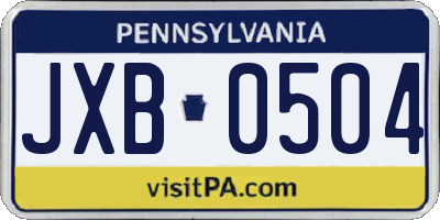 PA license plate JXB0504