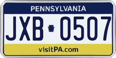 PA license plate JXB0507