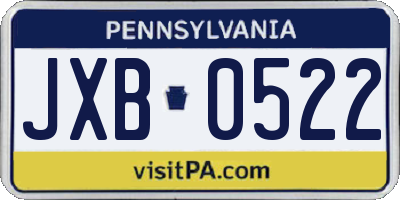 PA license plate JXB0522