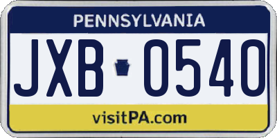 PA license plate JXB0540