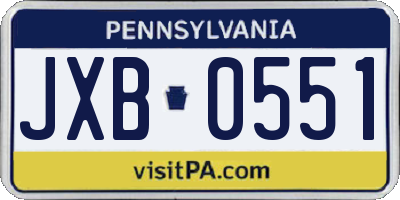 PA license plate JXB0551
