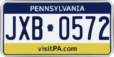 PA license plate JXB0572