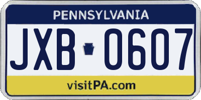 PA license plate JXB0607