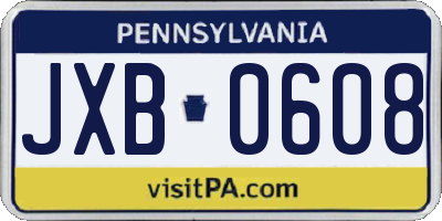 PA license plate JXB0608