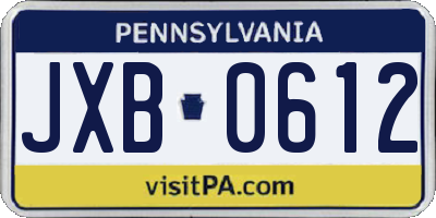PA license plate JXB0612