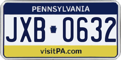 PA license plate JXB0632