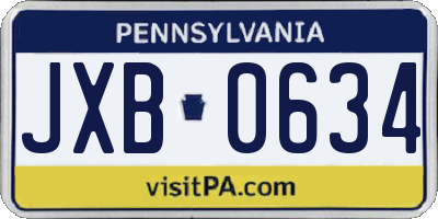 PA license plate JXB0634