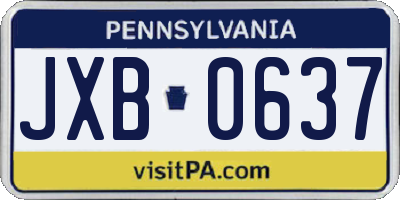 PA license plate JXB0637