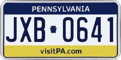 PA license plate JXB0641