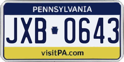 PA license plate JXB0643