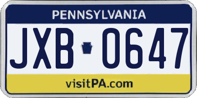 PA license plate JXB0647