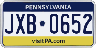PA license plate JXB0652